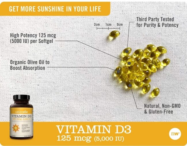 NatureWise Vitamin D3 5000iu 125mcg - 1 Year Supply for Healthy Muscle Function & Immune Support