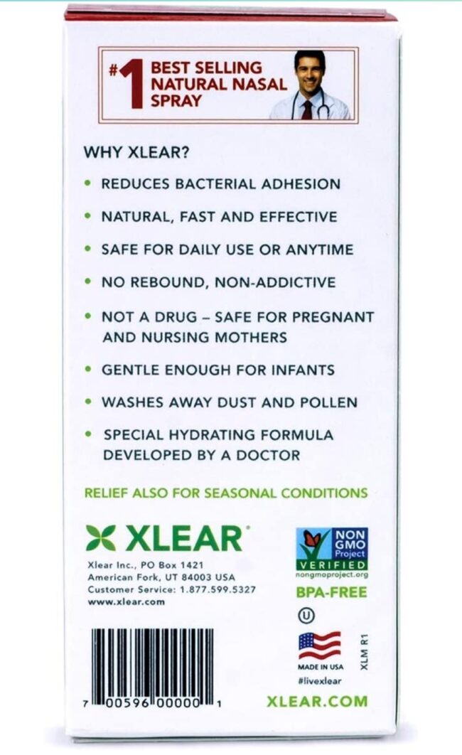 Xlear Nasal Spray with Xylitol All Natural Saline Nasal Spray for Sinus Rinse & Sinus Relief
