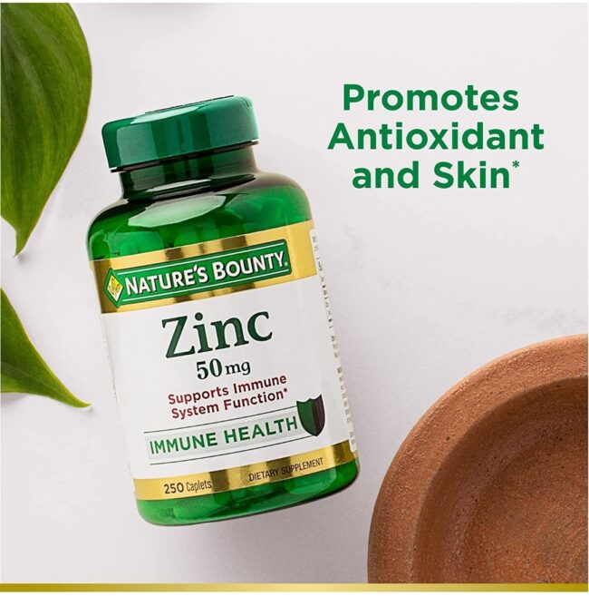 Nature's Bounty Zinc 50mg - Immune Support & Antioxidant Supplement, Promotes Skin Health