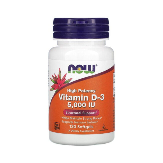 Now Foods High Potency Vitamin D-3 5,000 IU Helps Maintain Strong Bones & Support Immune System