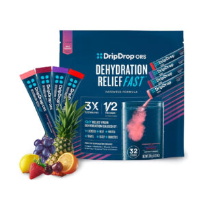 DripDrop ORS Hydration - Electrolyte Powder Packets - Grape Fruit Punch, Strawberry Lemonade & Cherry
