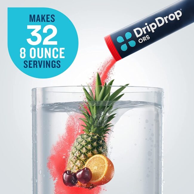 DripDrop ORS Hydration - Electrolyte Powder Packets - Grape Fruit Punch, Strawberry Lemonade & Cherry