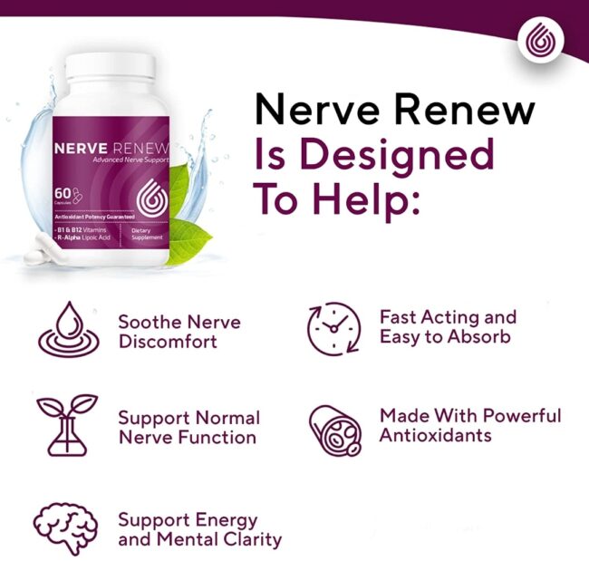 Life Renew Nerve Renew Advanced Nerve Support - Natural Nerve Discomfort Support with R-Alpha Lipoic Acid & Vitamin B Complex