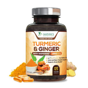 Nature's Nutrition Turmeric & Ginger with Bioperine 1950mg - Natural Joint Inflammatory Support, Black Pepper for Max Absorption, Nature's Turmeric Extract Supplement