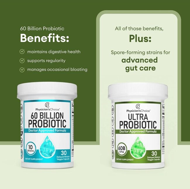 Physician's Choice Ultra Probiotic 60B SBO Probiotic - Supports Occasional Constipation, Gas & Bloating