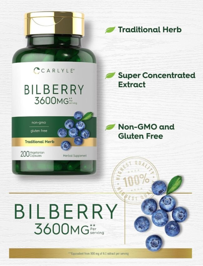 Carlyle Bilberry 3600mg - Diarrhea, Inflammation of the Mouth, Urinary Problems & Diabetes