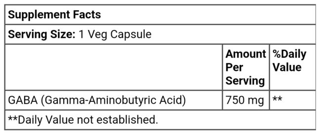 Now Foods Gamma Aminobutyric Acid GABA 750mg Neurotransmitter Support