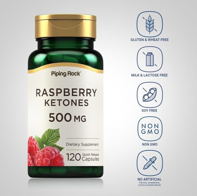 Piping Rock Raspberry Ketones 500mg - Increase Metabolism, Fat Burner & Reduce Appetite