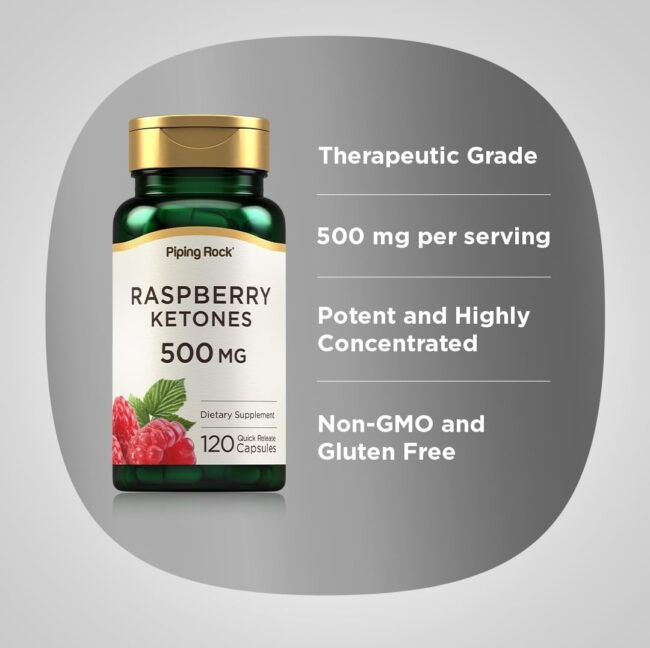 Piping Rock Raspberry Ketones 500mg - Increase Metabolism, Fat Burner & Reduce Appetite