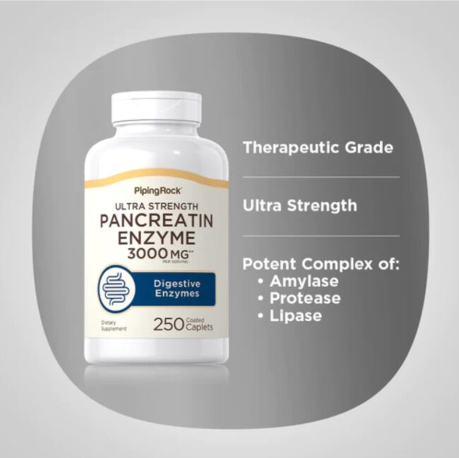 Piping Rock Ultra Strength Pancreatin Enzyme 3000mg