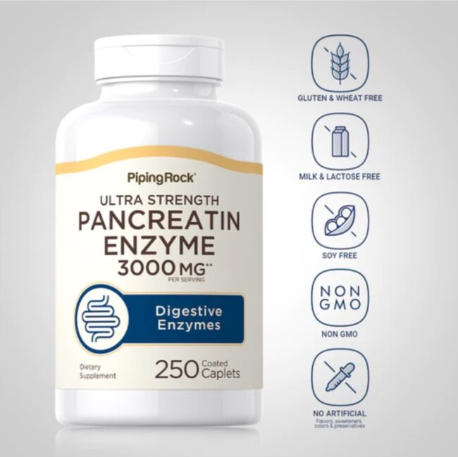 Piping Rock Ultra Strength Pancreatin Enzyme 3000mg