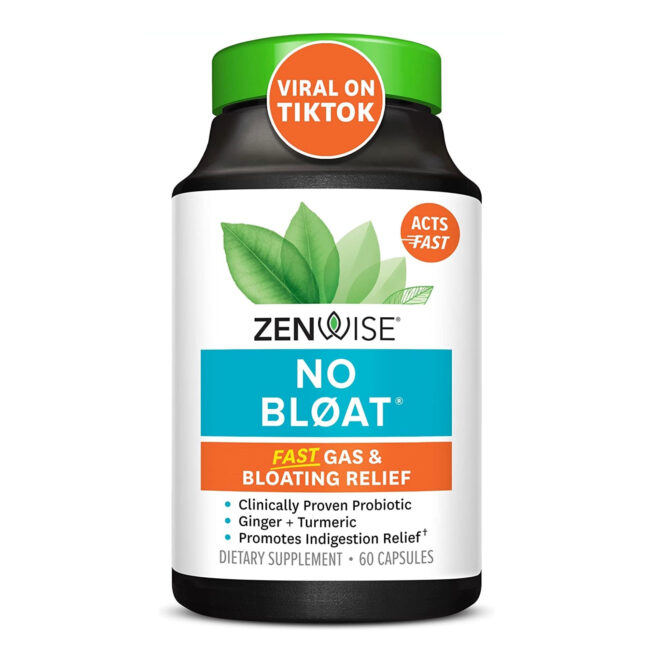 Zenwise No Bloat - Bloating and Gas Relief with Probiotics for Digestive and Gut Health